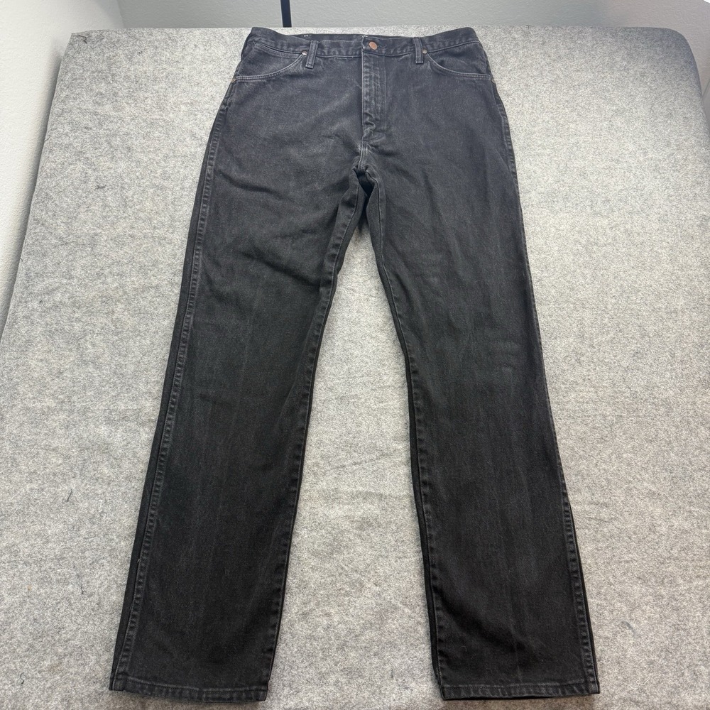 Vintage Wrangler Jeans Mens 35x34 Black 13MWZ Cowboy Cut Rodeo Made In USA Fade
